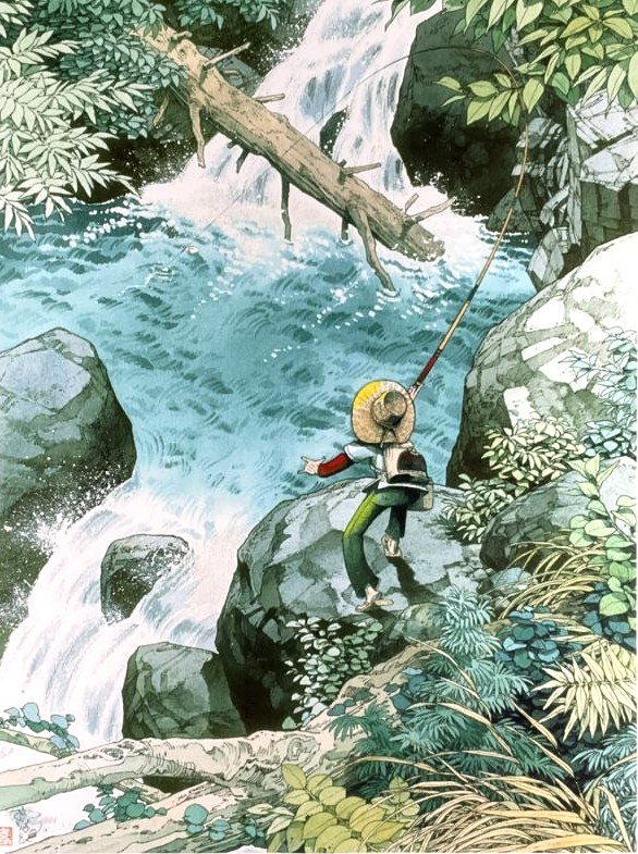 矢口高雄の絵画作品　タイトルは、山峡